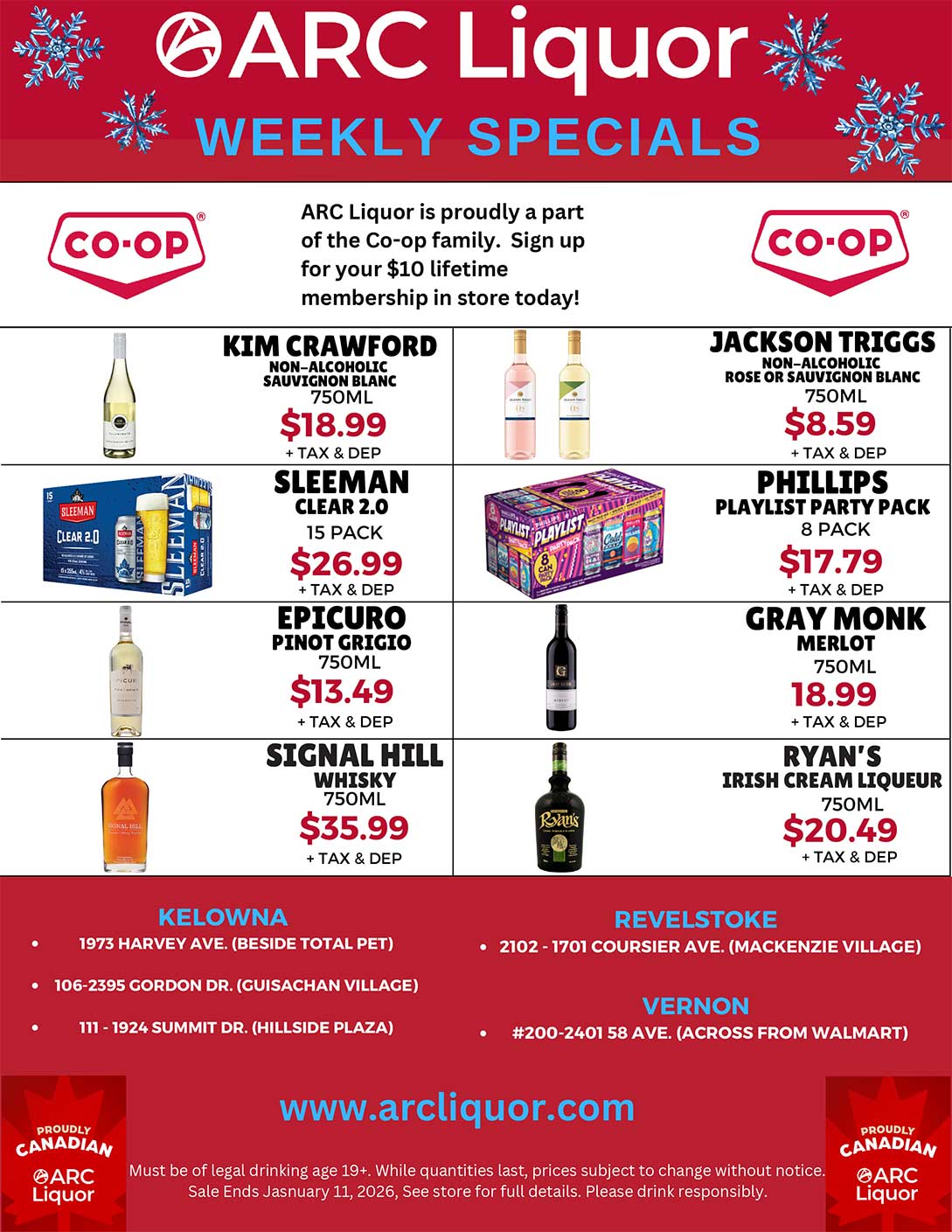 ARC Liquor New Year Weekly Specials Flyer