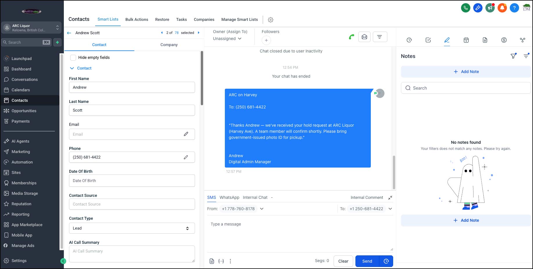 image of a text conversation between a Bot and an human