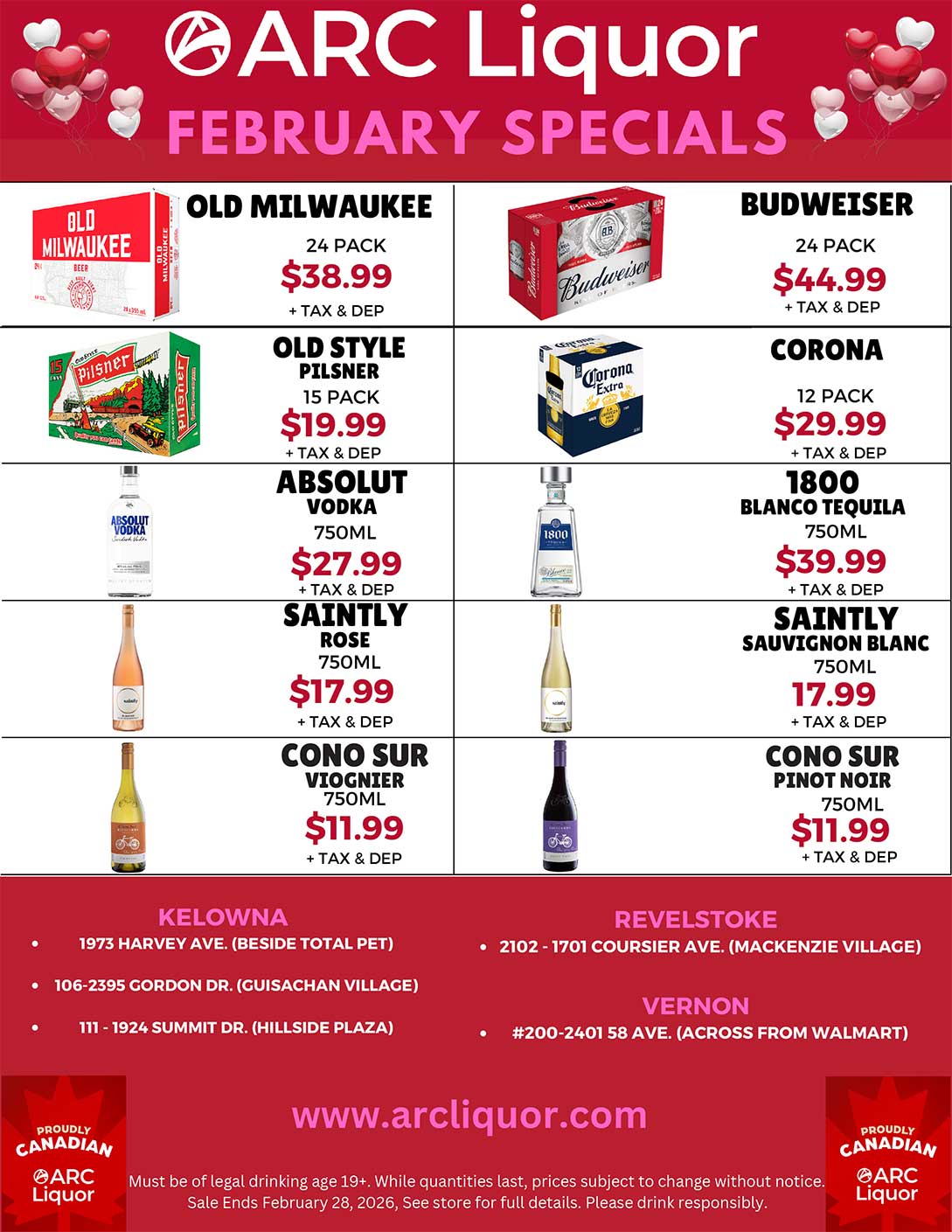 ARC Liquor February monthly Specials Flyer