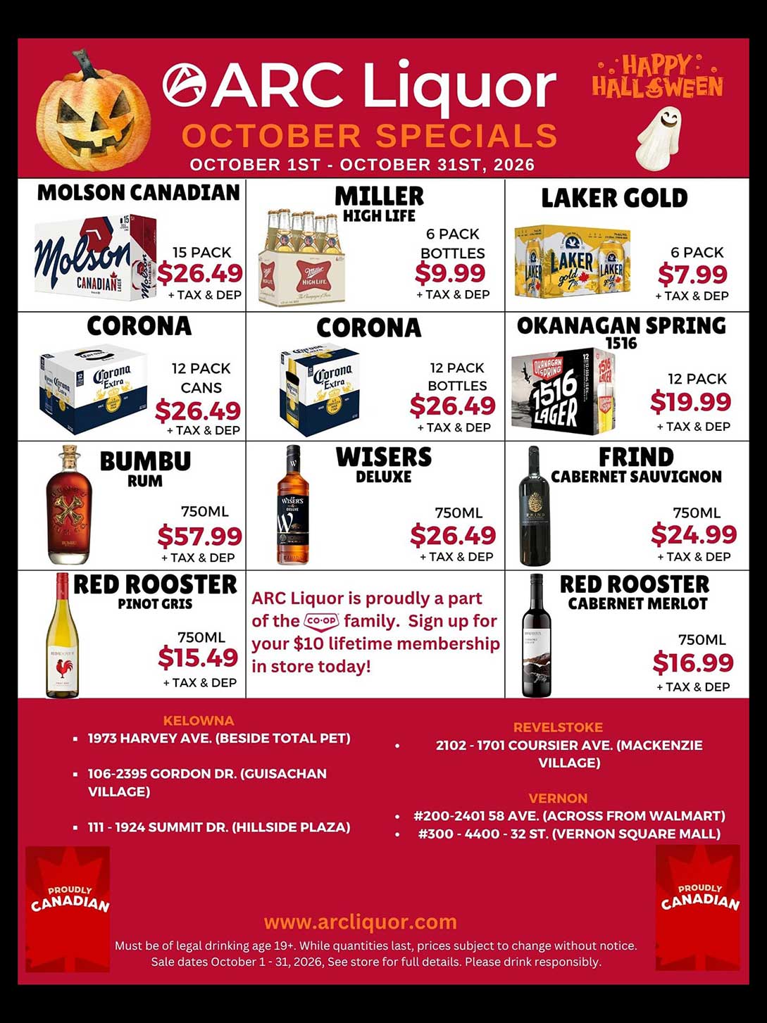 ARC Liquor October 2026 Monthly Specials Flyer